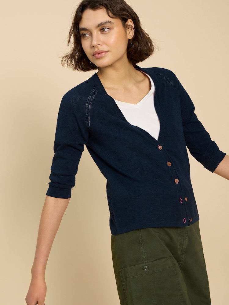 White Stuff Blue Naria V-Neck Cardigan - Image 1 of 7
