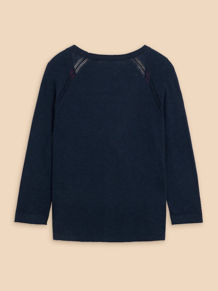 White Stuff Blue Naria V-Neck Cardigan - Image 6 of 7