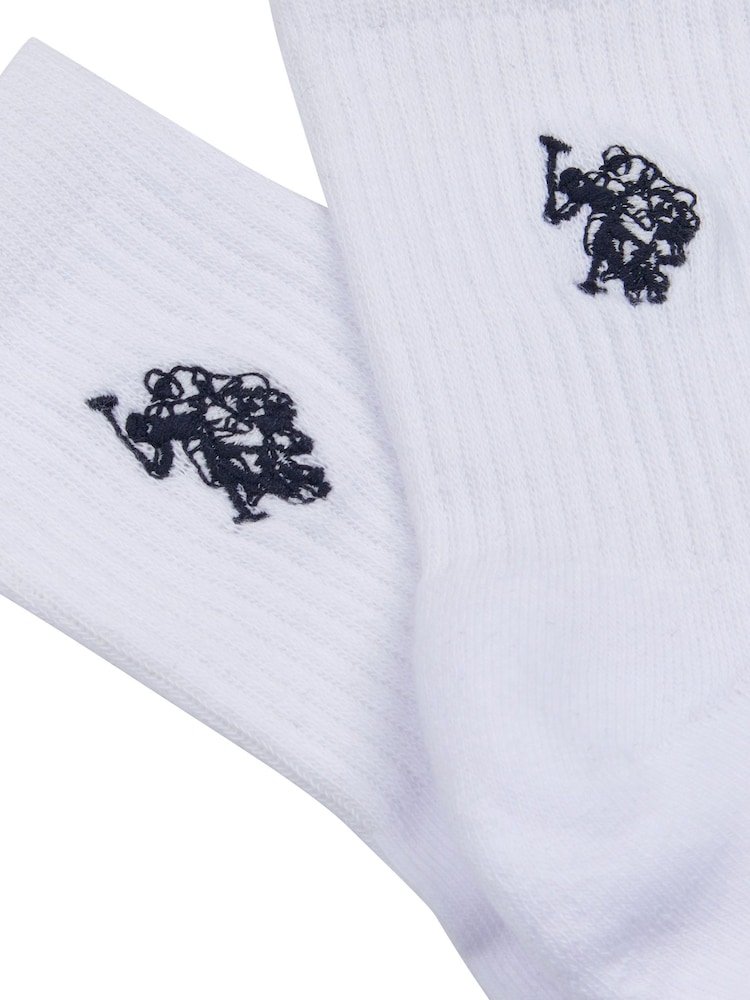 U.S. Polo Assn. White 100% Cotton Quarter Sports Socks 5 Pack - Image 2 of 2