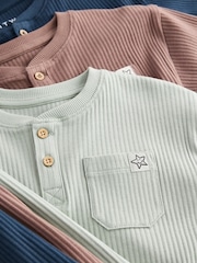 Navy/Camel Plain 3 Pack Relaxed Fit Pyjamas (9mths-12yrs) - Image 11 of 12