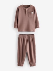 Navy/Camel Plain 3 Pack Relaxed Fit Pyjamas (9mths-12yrs) - Image 6 of 12