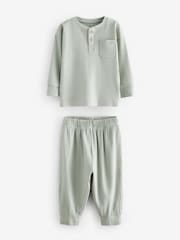 Navy/Camel Plain 3 Pack Relaxed Fit Pyjamas (9mths-12yrs) - Image 7 of 12