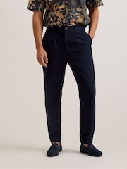 Ted Baker Blue Tapered Fit Holmer Single Pleat Trousers - Image 2 of 4