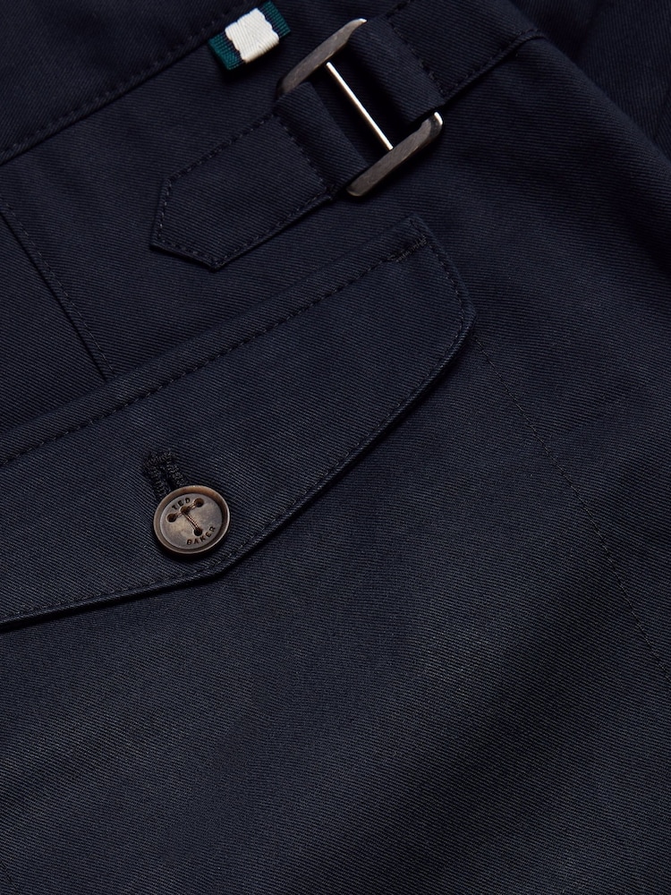 Ted Baker Blue Tapered Fit Holmer Single Pleat Trousers - Image 4 of 4