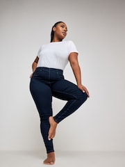 Yours Curve Blue Pull On Jenny Jeggings - Image 1 of 6