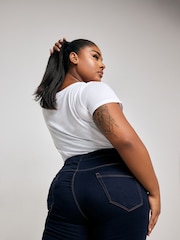 Yours Curve Blue Pull On Jenny Jeggings - Image 3 of 6