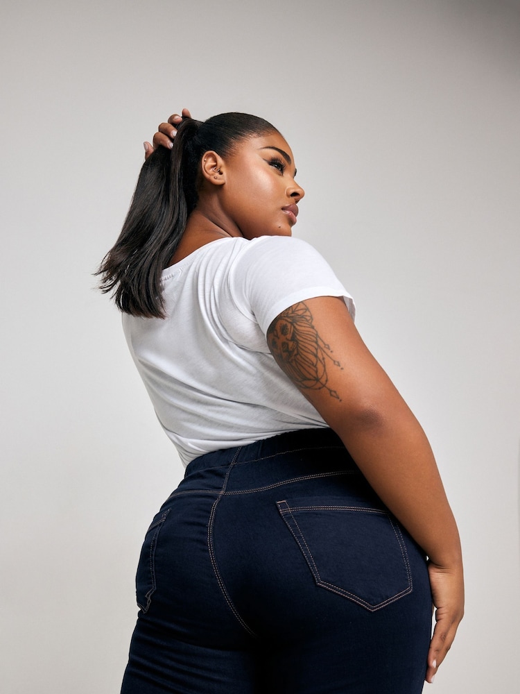 Yours Curve Blue Pull On Jenny Jeggings - Image 3 of 6
