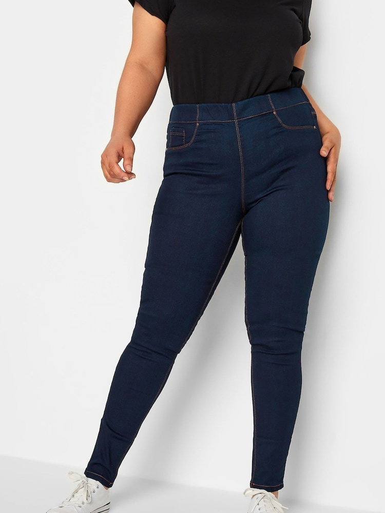 Yours Curve Blue Pull On Jenny Jeggings - Image 5 of 6