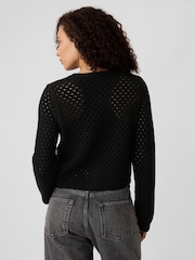 Schwarz - Gap gestrickte Strickjacke mit offenen Maschen - Bild 2 von 5