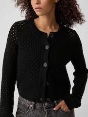 Schwarz - Gap gestrickte Strickjacke mit offenen Maschen - Bild 4 von 5