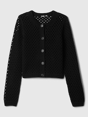 Schwarz - Gap gestrickte Strickjacke mit offenen Maschen - Bild 5 von 5
