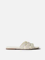 Mint Velvet Cream Leather Woven Flat Sandals - Image 3 of 6