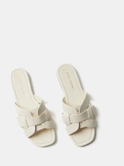 Mint Velvet Cream Leather Woven Flat Sandals - Image 5 of 6