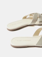 Mint Velvet Cream Leather Woven Flat Sandals - Image 6 of 6