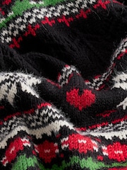 črna - božič vzorčast; z vzorcem Button Up Knitted pletena jopa - Slika 6 iz 6