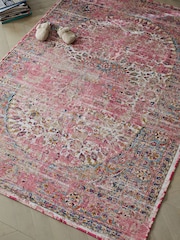 Fuchsia Pink Washable Emporium Oriental Rug - Image 2 of 7