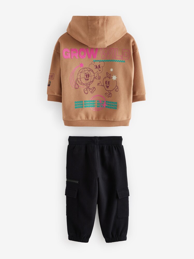 Buy Tan Brown Utility Hoodie and Joggers Set (3mths-7yrs) from the