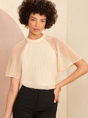 Love & Roses Ivory White Flutter Sleeve Blouse - Image 1 of 4