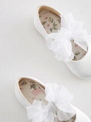 White Wide Fit (G) Mary Jane Bridesmaid Bow Occasion Shoes - Image 4 of 5