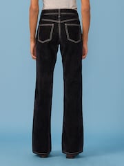 Navy Velvet Flocked Rigid Straight Leg Jeans - Image 7 of 12