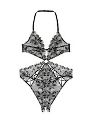 Victoria's Secret Black Ziggy Glam Embroidery Cutout Crotchless Bodysuit - Image 3 of 3