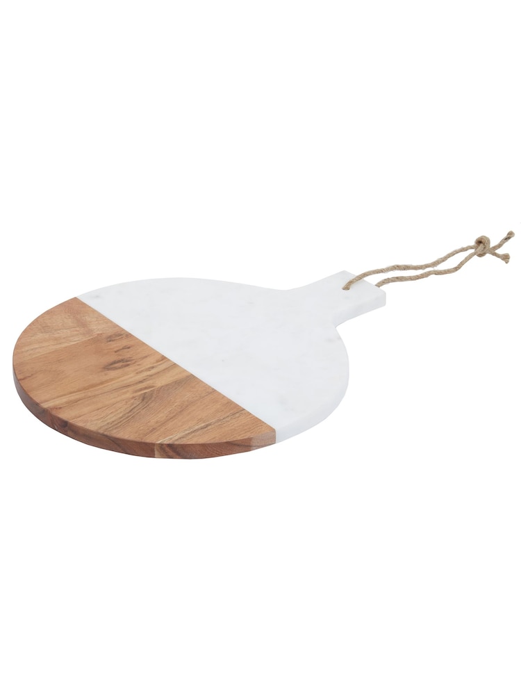 Maison by Premier White Large Marble And Acacia Wood Paddle Board - Image 1 of 4