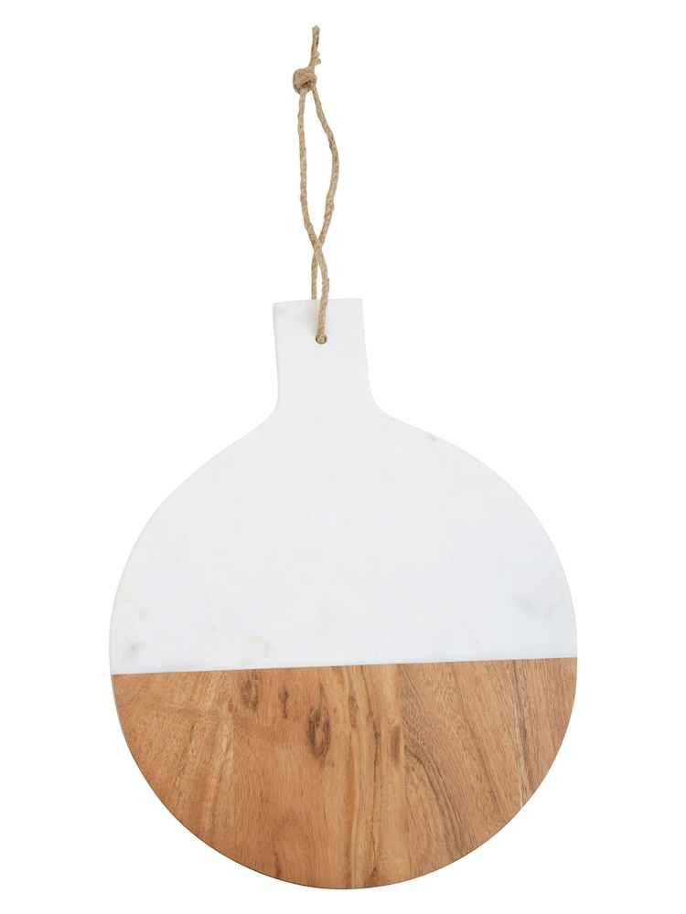 Maison by Premier White Large Marble And Acacia Wood Paddle Board - Image 2 of 4