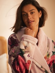 B by Ted Baker Teal Blue Faux Fur Lined Floral Robe - Image 4 of 8