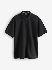 Black/White/Navy Short Sleeve Textured Quarter Zip Polo Shirt 3 Pack - Image 10 of 12