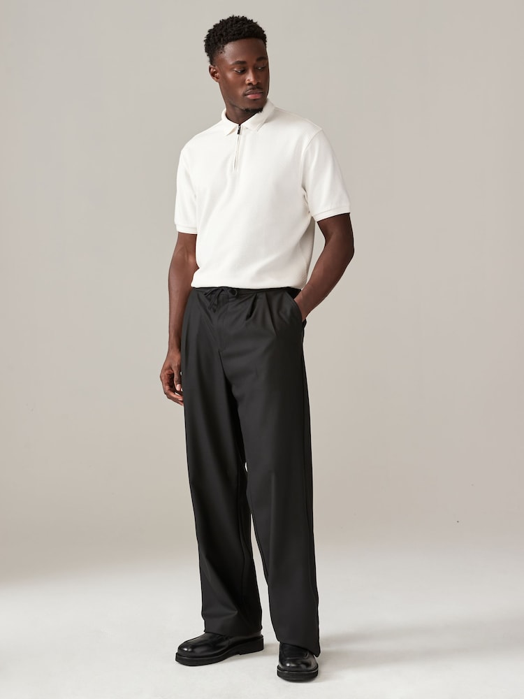 Noir/Blanc/Marine - Manches courtes Polos texturés Quarter Zip 3 Lot - Image 3 of 12
