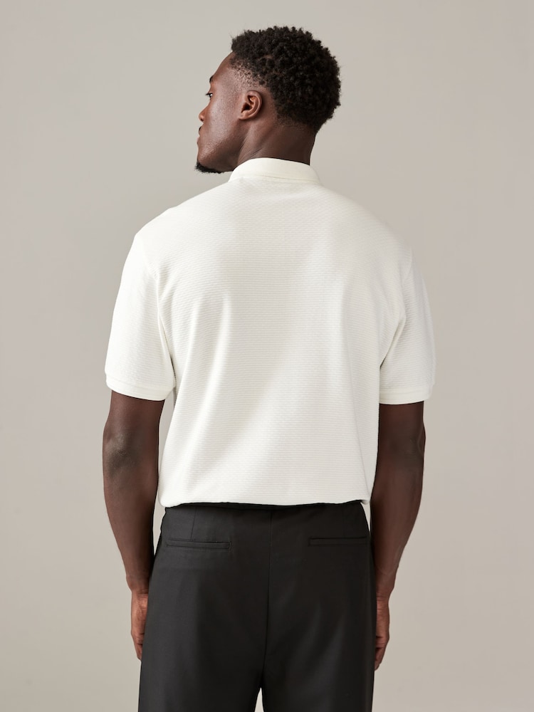 Noir/Blanc/Marine - Manches courtes Polos texturés Quarter Zip 3 Lot - Image 4 of 12