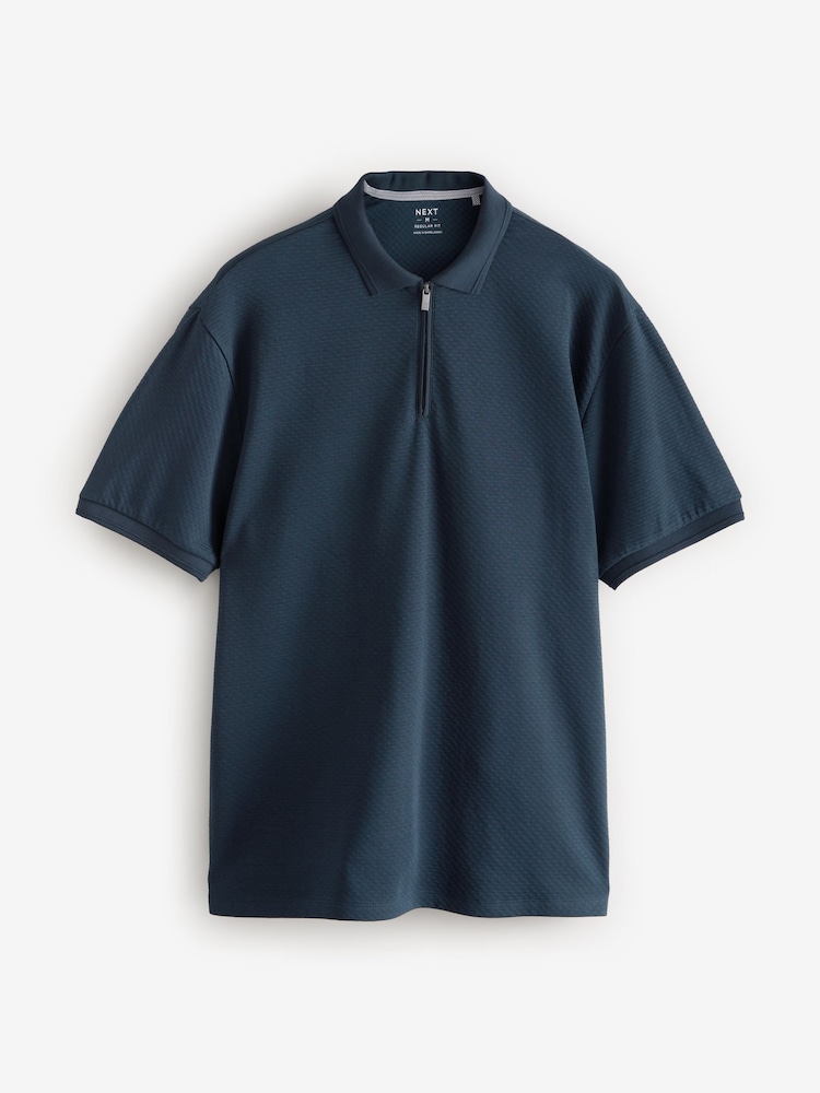 Noir/Blanc/Marine - Manches courtes Polos texturés Quarter Zip 3 Lot - Image 8 of 12