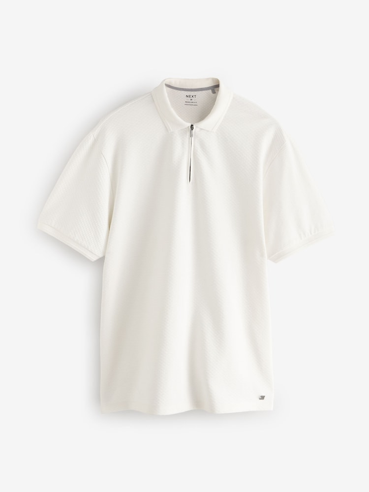 Noir/Blanc/Marine - Manches courtes Polos texturés Quarter Zip 3 Lot - Image 9 of 12