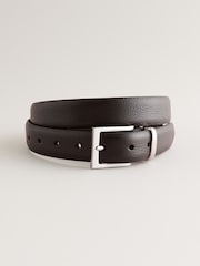 Dark Brown Textured Metal Keeper Leather Belt - Image 2 of 4