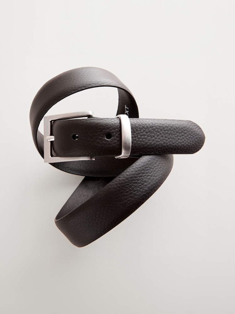 Ciemnobrązowy - Textured Metal Keeper Leather Belt - Image 3 of 4