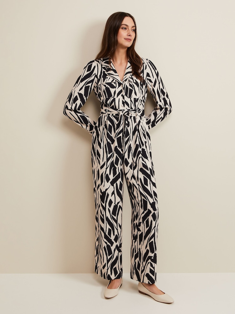 Phase Eight Black Petite Constance Geo Jumpsuit - Image 1 of 8