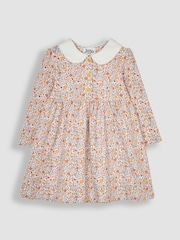 JoJo Maman Bébé Mustard Yellow Floral Peter Pan Dress - Image 1 of 3