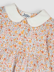 JoJo Maman Bébé Mustard Yellow Floral Peter Pan Dress - Image 3 of 3