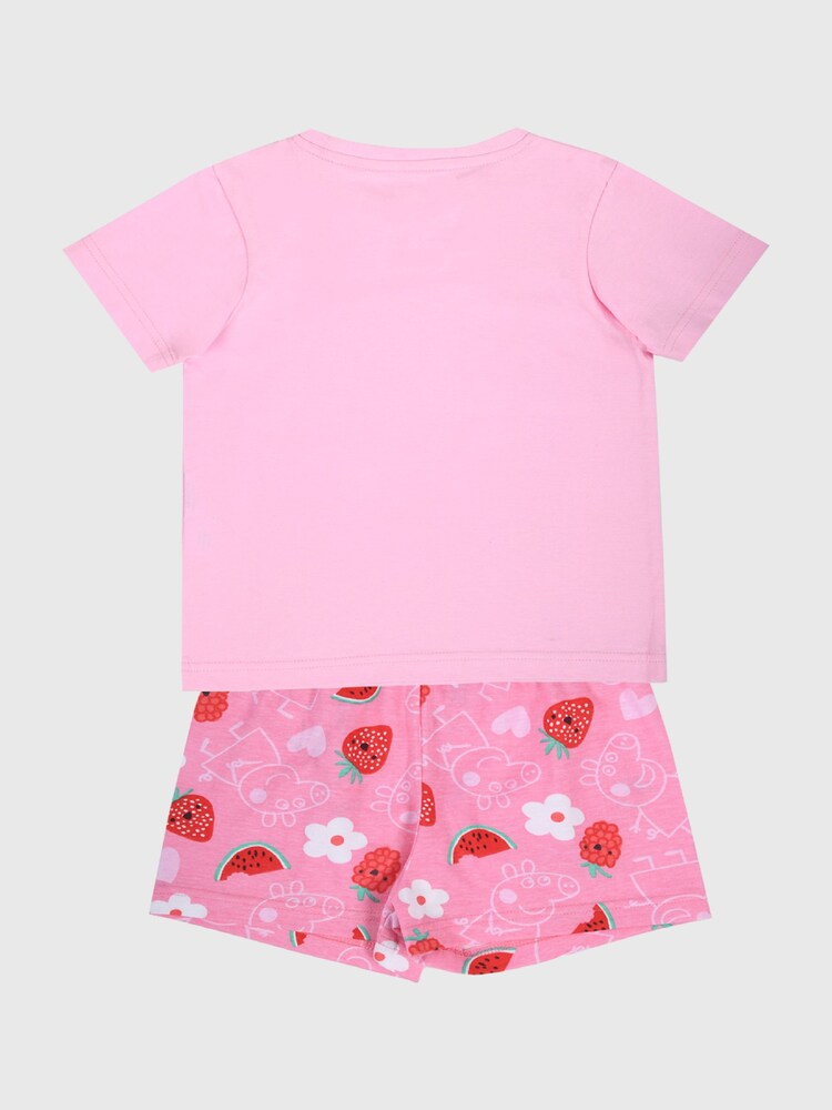 Brand Threads Pink Girls Peppa Pig 100% Cotton Short Pyjama Set - Image 2 of 5