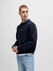 BOSS Blue Relaxed-Fit Sweatshirt in 100% Cotton Terry With Contrast Logo - Image 1 of 4