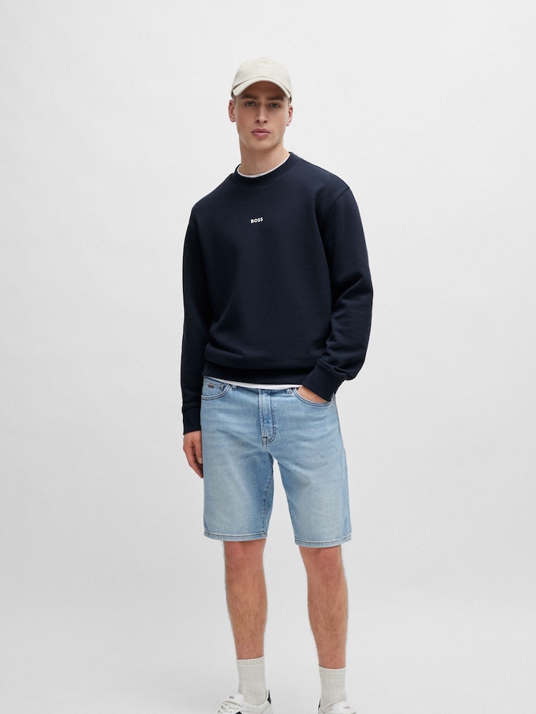 BOSS Blue Relaxed-Fit Sweatshirt in 100% Cotton Terry With Contrast Logo - Image 2 of 4