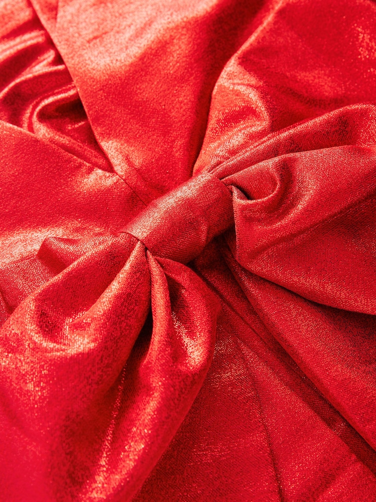 Scarlet Glitter Red Bow Back Glitter Mini Dress - Image 4 of 7