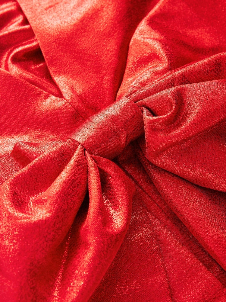 Scarlet Glitter Red Bow Back Glitter Mini Dress - Image 7 of 7