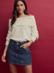 Dunkelblau - Verzierter Jeans-Minirock aus 100 % Baumwolle - Bild 1 von 7