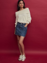 Dunkelblau - Verzierter Jeans-Minirock aus 100 % Baumwolle - Bild 2 von 7