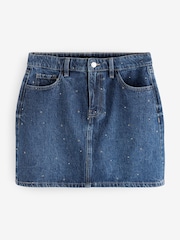 Dunkelblau - Verzierter Jeans-Minirock aus 100 % Baumwolle - Bild 5 von 7