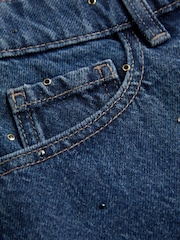 Dunkelblau - Verzierter Jeans-Minirock aus 100 % Baumwolle - Bild 6 von 7