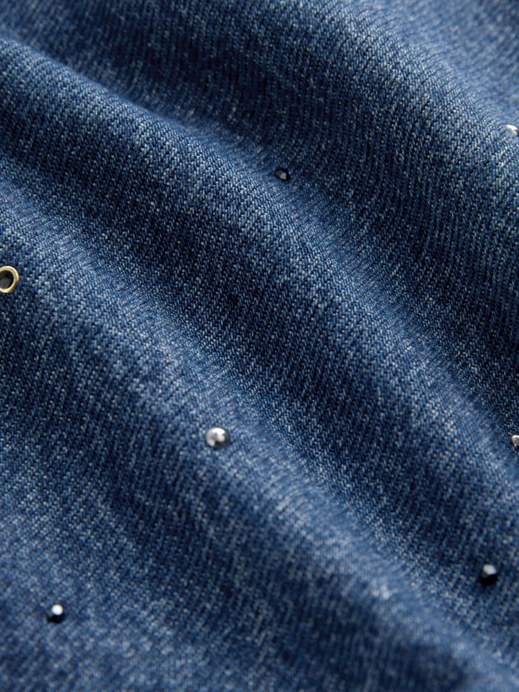 Dunkelblau - Verzierter Jeans-Minirock aus 100 % Baumwolle - Bild 7 von 7