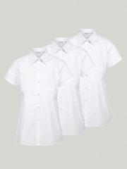 Trutex White Regular Fit Short Sleeve 3 Pack School Shirts - Image 4 of 6