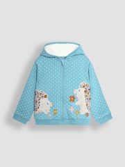 JoJo Maman Bébé Duck Egg Blue Hedgehog Cotton Appliqué Cosy Hoodie - Image 1 of 3